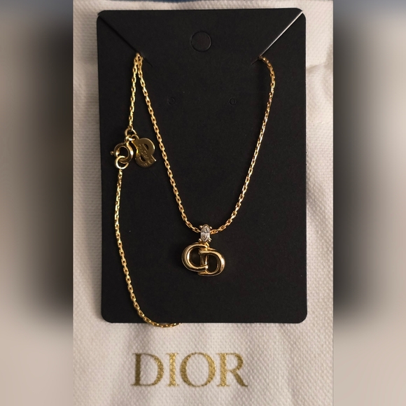Christian Dior 18K Gold Plated CD Necklace With Rhinestone ✨️Made In GERMANY✨️ - Picture 8 of 14